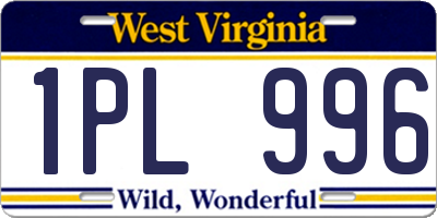 WV license plate 1PL996