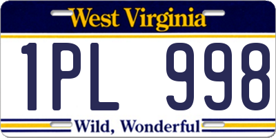 WV license plate 1PL998