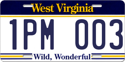 WV license plate 1PM003