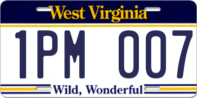 WV license plate 1PM007