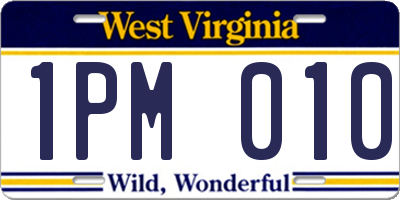 WV license plate 1PM010