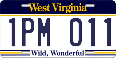 WV license plate 1PM011