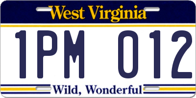 WV license plate 1PM012