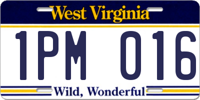 WV license plate 1PM016