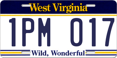 WV license plate 1PM017