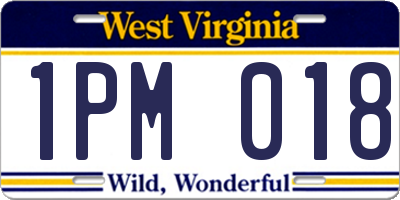 WV license plate 1PM018