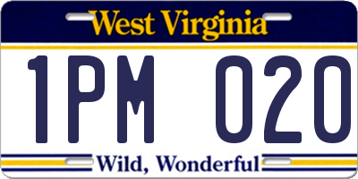 WV license plate 1PM020