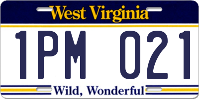 WV license plate 1PM021
