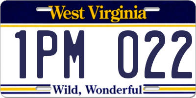 WV license plate 1PM022