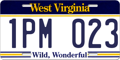 WV license plate 1PM023