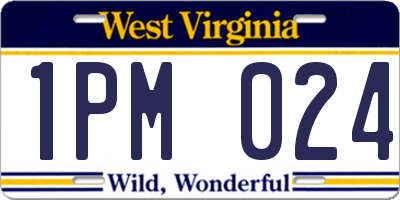 WV license plate 1PM024