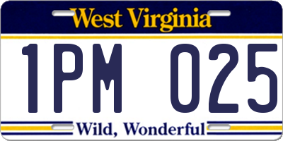 WV license plate 1PM025