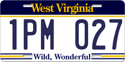 WV license plate 1PM027
