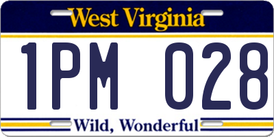WV license plate 1PM028