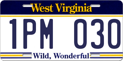 WV license plate 1PM030