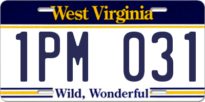 WV license plate 1PM031