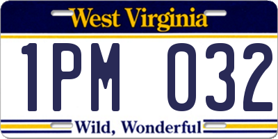 WV license plate 1PM032