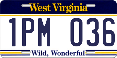 WV license plate 1PM036
