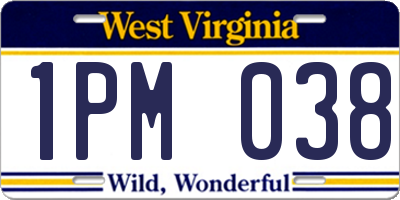 WV license plate 1PM038