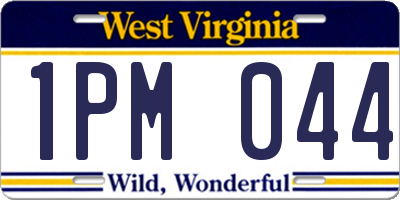 WV license plate 1PM044