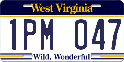WV license plate 1PM047