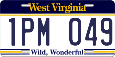 WV license plate 1PM049