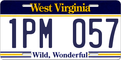 WV license plate 1PM057