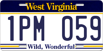 WV license plate 1PM059