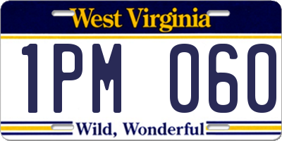 WV license plate 1PM060