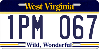 WV license plate 1PM067