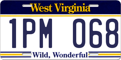 WV license plate 1PM068