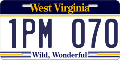 WV license plate 1PM070