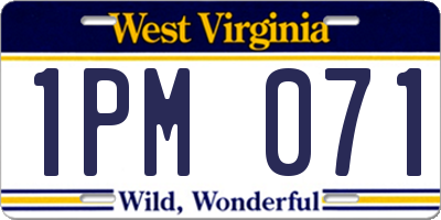 WV license plate 1PM071