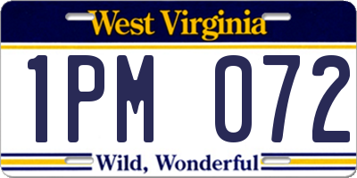 WV license plate 1PM072