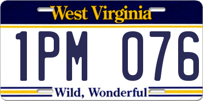 WV license plate 1PM076