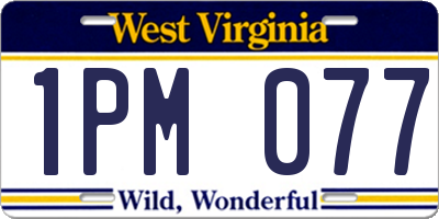 WV license plate 1PM077