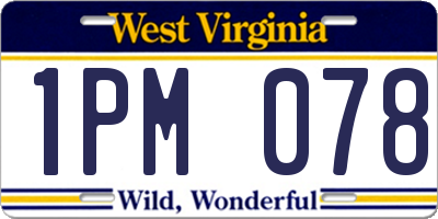 WV license plate 1PM078