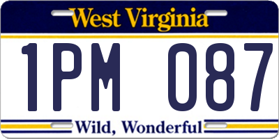 WV license plate 1PM087