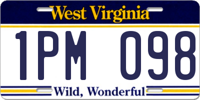 WV license plate 1PM098