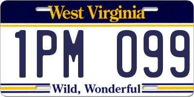 WV license plate 1PM099