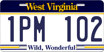 WV license plate 1PM102