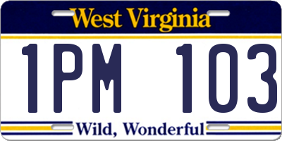 WV license plate 1PM103