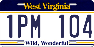 WV license plate 1PM104