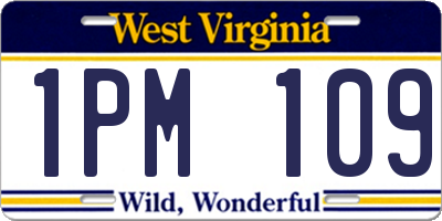 WV license plate 1PM109