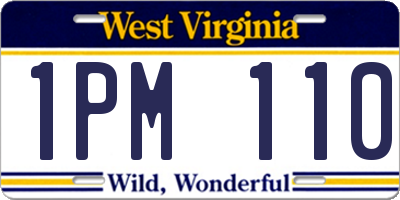 WV license plate 1PM110