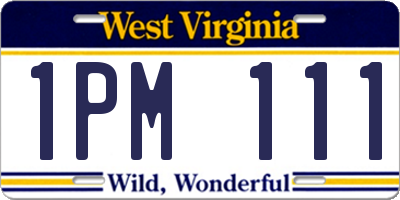 WV license plate 1PM111
