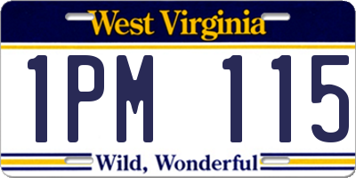 WV license plate 1PM115