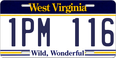 WV license plate 1PM116