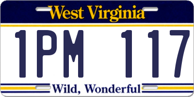 WV license plate 1PM117