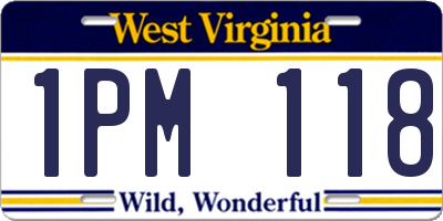 WV license plate 1PM118